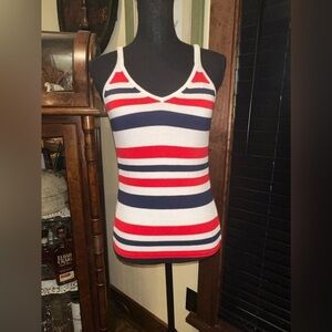 EUC COHUGES TANK TOP SWEATER STYLE STRIPES blue white and red